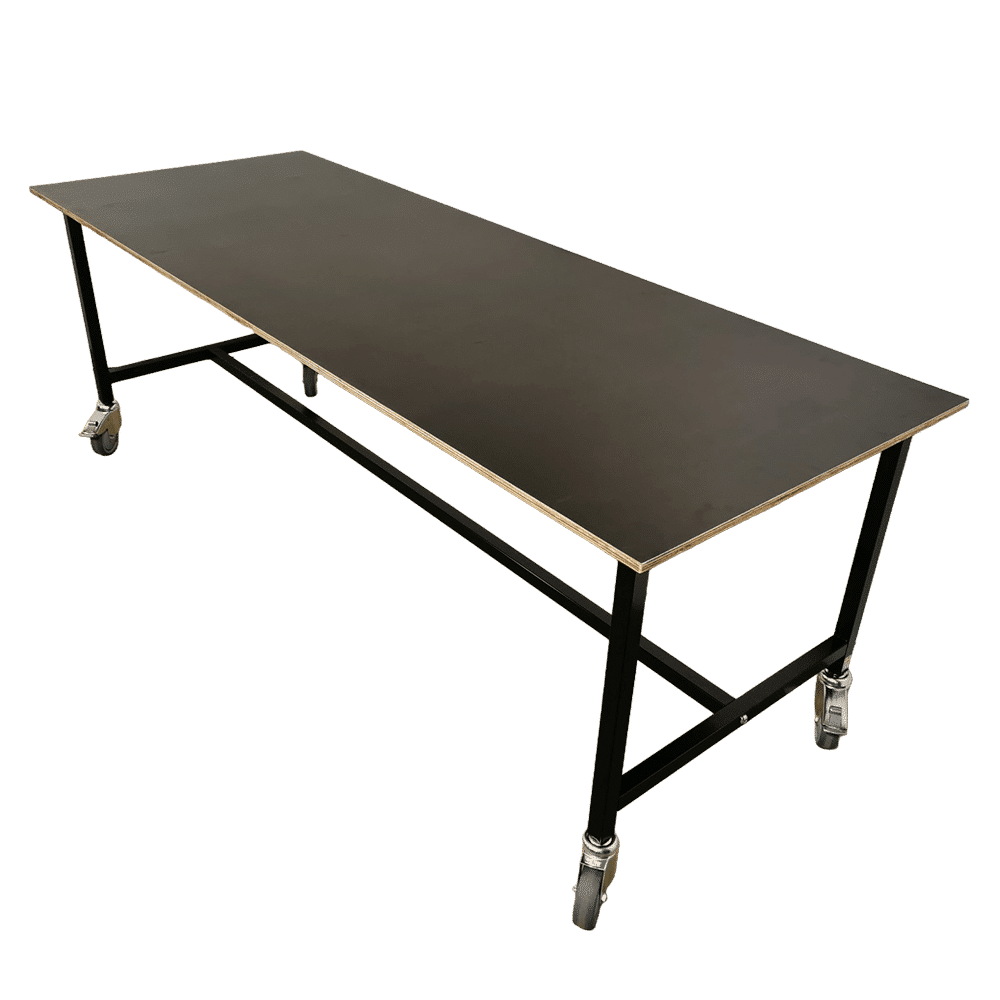 Packing table on wheels - angled from front