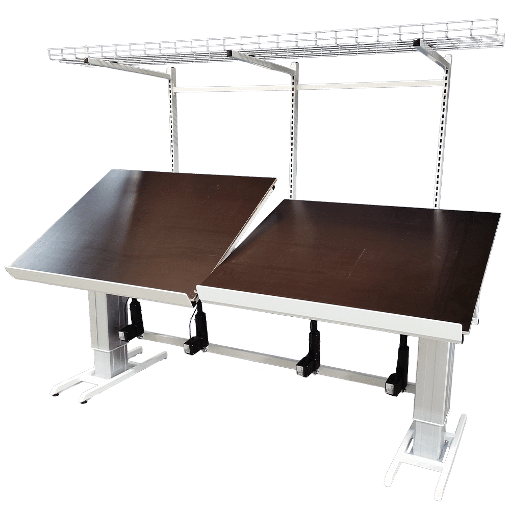 Height adjustable table with tilt function - 2500x1000 mm (from front inclined slanted slabs)
