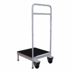 a white cart with black platform