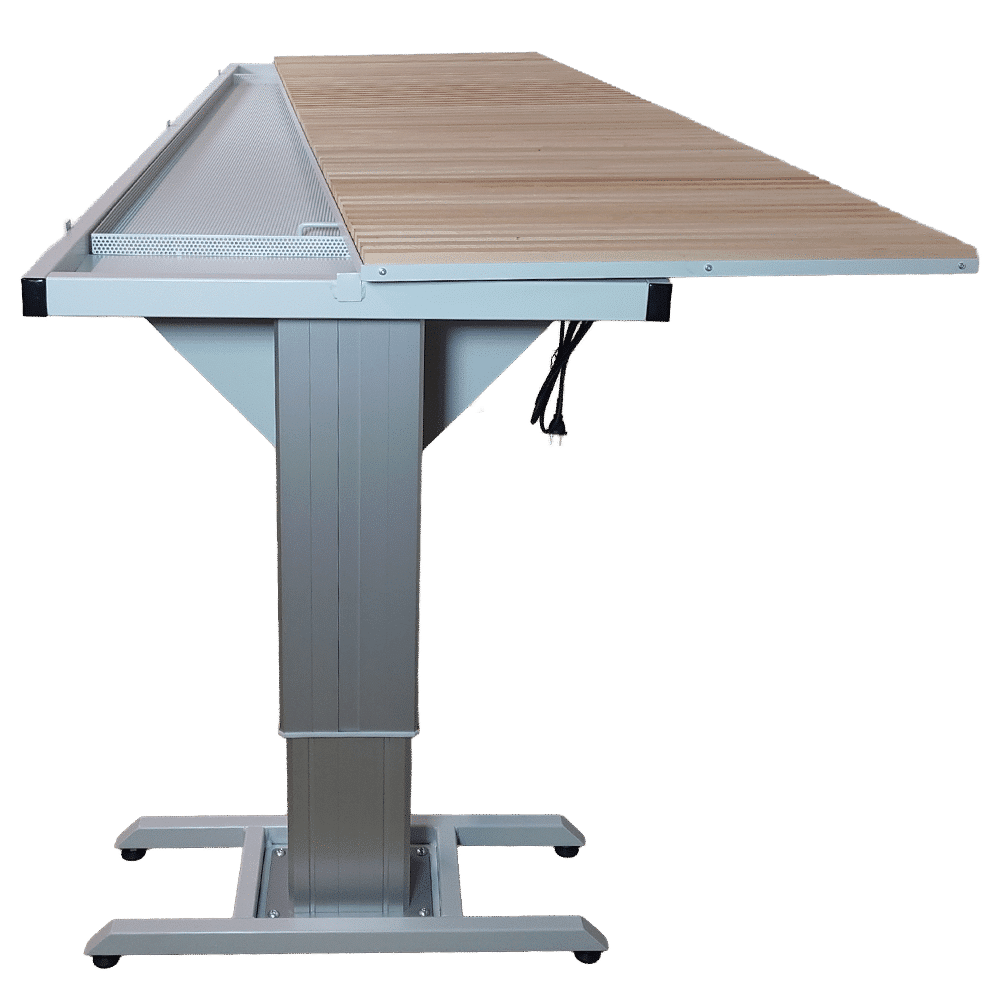 Absaugtisch mit höhenverstellbarer - 2500x800 mm - Seite mit abnehmbarer Arbeitsplatte