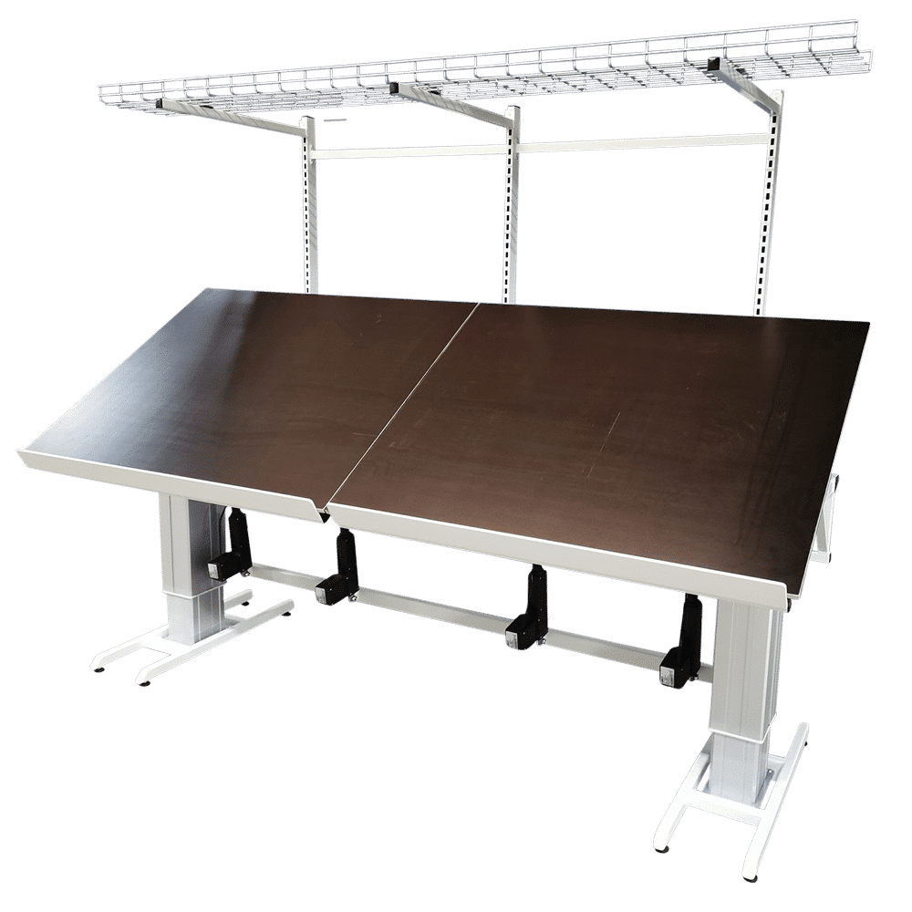 Height adjustable table with tilt function - 2500x1000 mm (from front inclined straight plates)