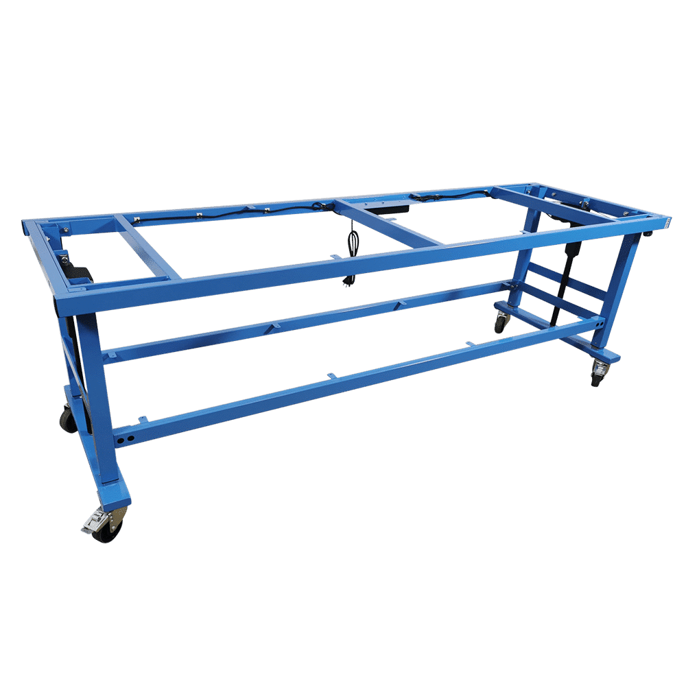Height adjustable table with castors - 2400x750 mm (front inclined)