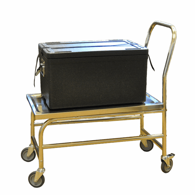Rolltisch aus Edelstahl mit Schiebestange - 600x400mm