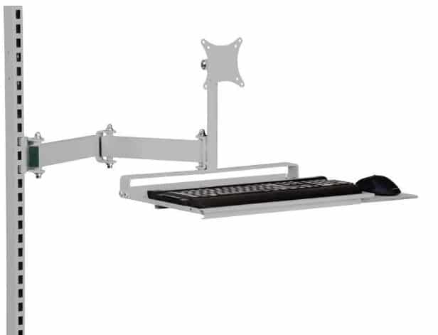 Keyboard and monitor holder with arm - for back column