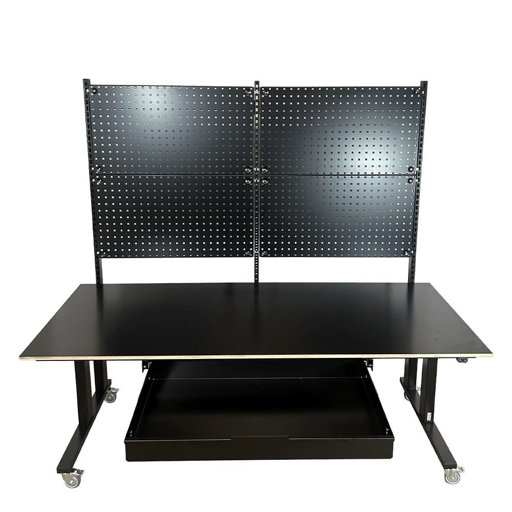 Höhenverstellbarer Tisch mit Schublade - Duo-Let 3070 (vordere Schublade herausgezogen)